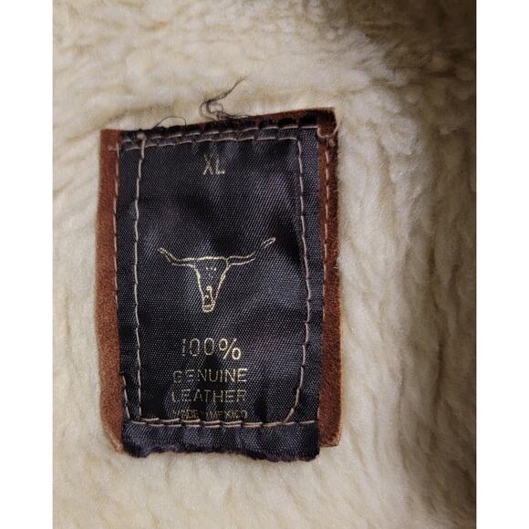 Vintage Suede Leather Sherpa Lined Vest with Embossed Horse Back Western XLarge - Picture 7 of 8